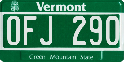 VT license plate OFJ290