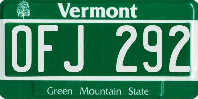 VT license plate OFJ292