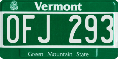 VT license plate OFJ293
