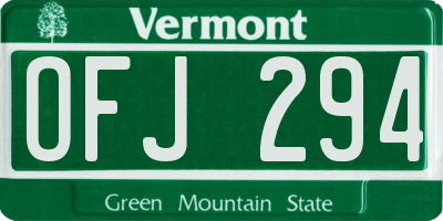 VT license plate OFJ294