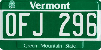 VT license plate OFJ296