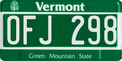 VT license plate OFJ298