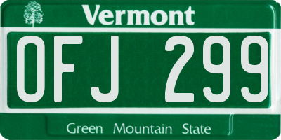 VT license plate OFJ299