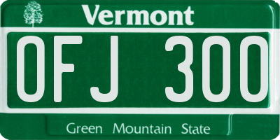 VT license plate OFJ300