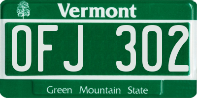 VT license plate OFJ302