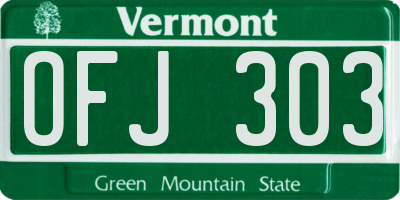 VT license plate OFJ303