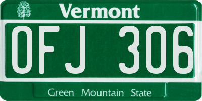 VT license plate OFJ306