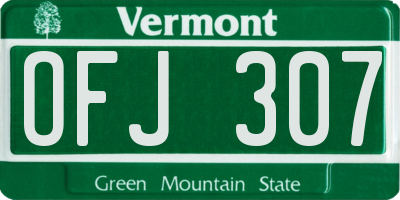 VT license plate OFJ307