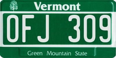 VT license plate OFJ309