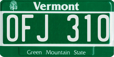 VT license plate OFJ310