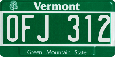 VT license plate OFJ312
