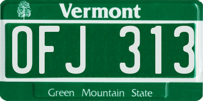 VT license plate OFJ313
