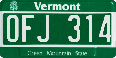 VT license plate OFJ314