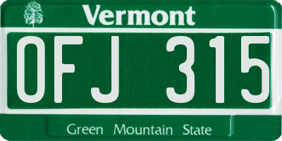 VT license plate OFJ315