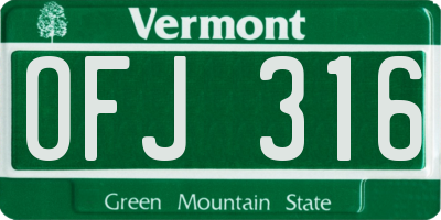 VT license plate OFJ316