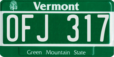 VT license plate OFJ317