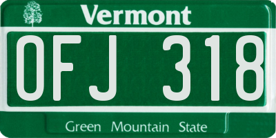 VT license plate OFJ318