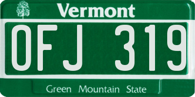 VT license plate OFJ319