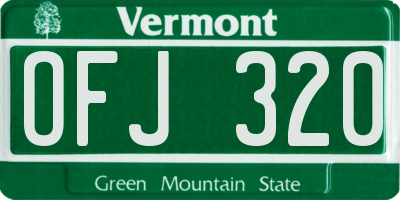 VT license plate OFJ320