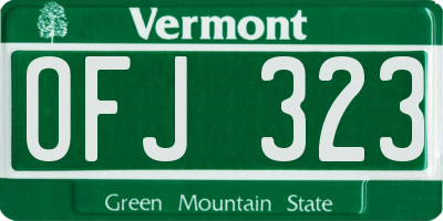VT license plate OFJ323