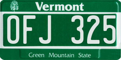 VT license plate OFJ325