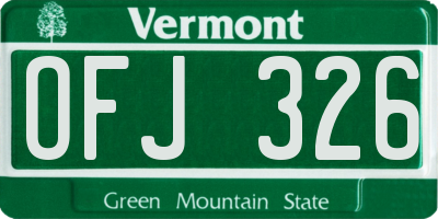 VT license plate OFJ326