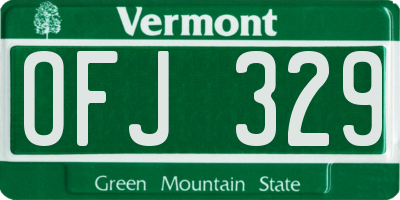 VT license plate OFJ329