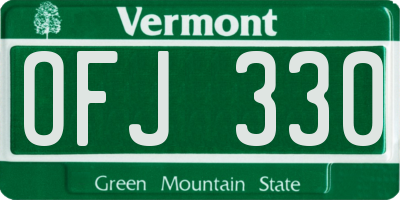 VT license plate OFJ330
