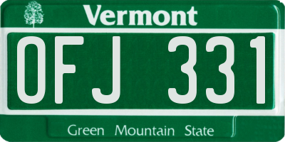 VT license plate OFJ331