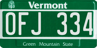 VT license plate OFJ334