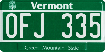 VT license plate OFJ335