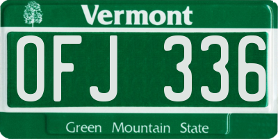 VT license plate OFJ336