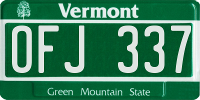 VT license plate OFJ337