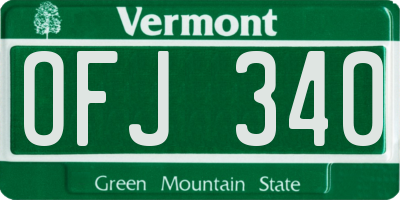 VT license plate OFJ340