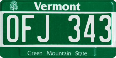 VT license plate OFJ343