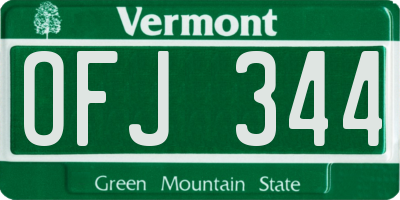 VT license plate OFJ344