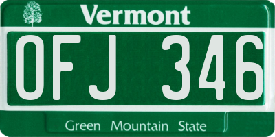 VT license plate OFJ346