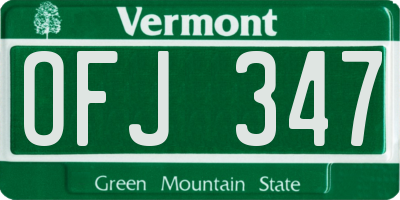 VT license plate OFJ347