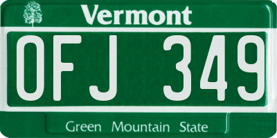 VT license plate OFJ349