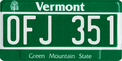 VT license plate OFJ351