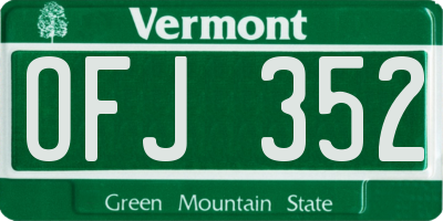VT license plate OFJ352