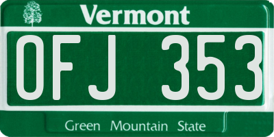 VT license plate OFJ353