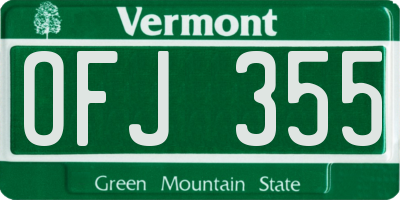 VT license plate OFJ355