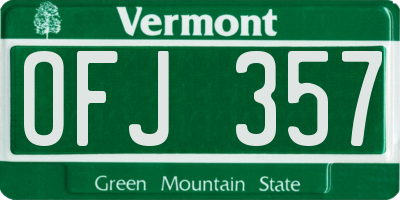 VT license plate OFJ357