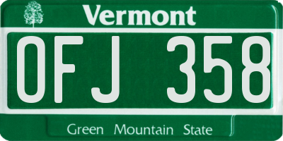 VT license plate OFJ358