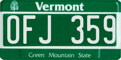 VT license plate OFJ359