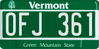 VT license plate OFJ361