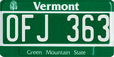 VT license plate OFJ363