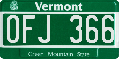 VT license plate OFJ366
