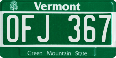 VT license plate OFJ367